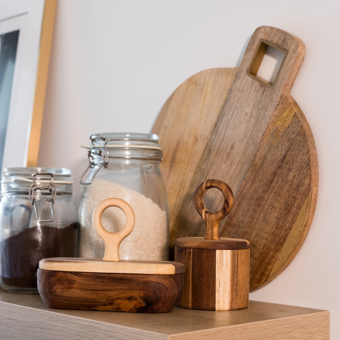 Mango Wood Cutting Board with Brass Detail