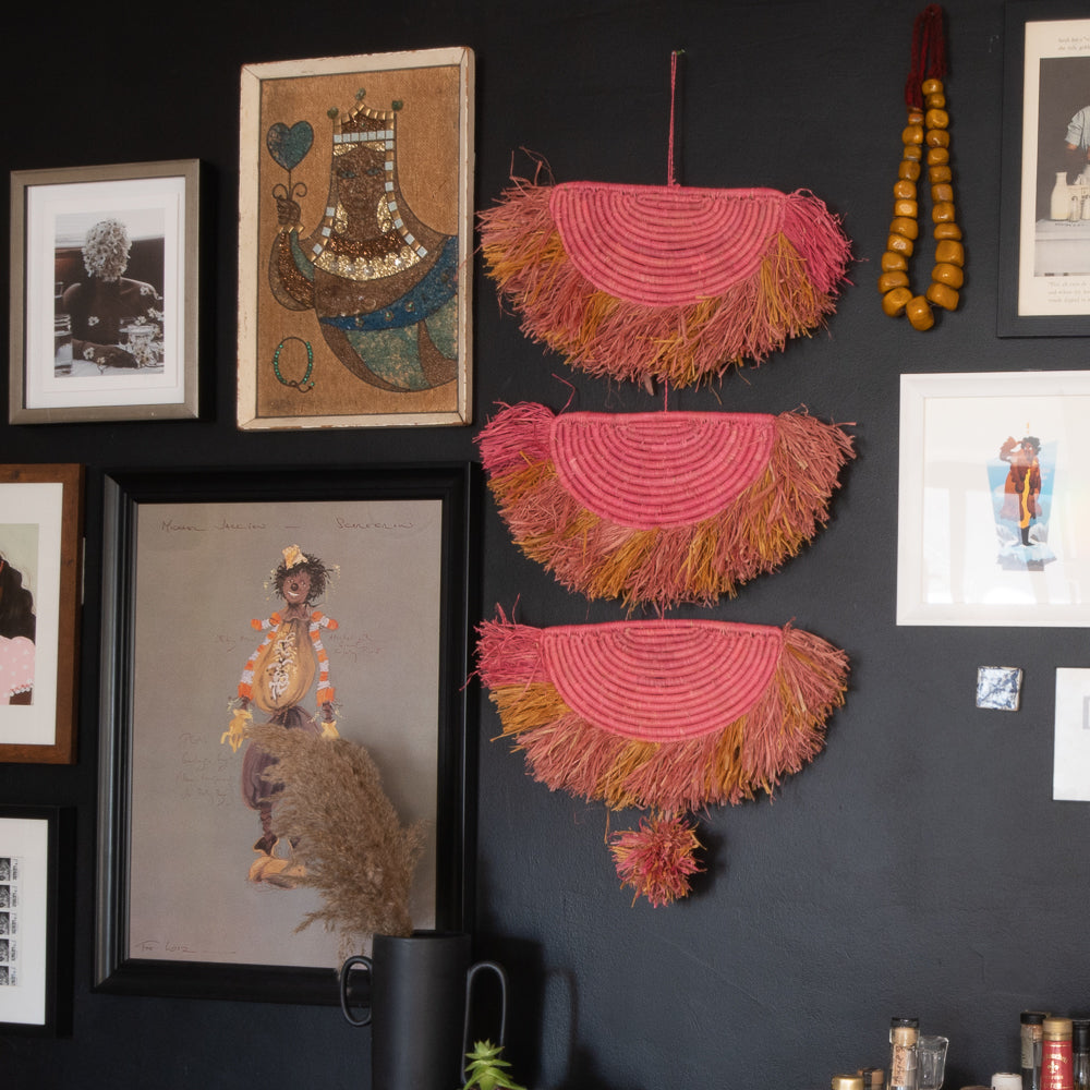 Coral Sunset Raffia Wall Hanging