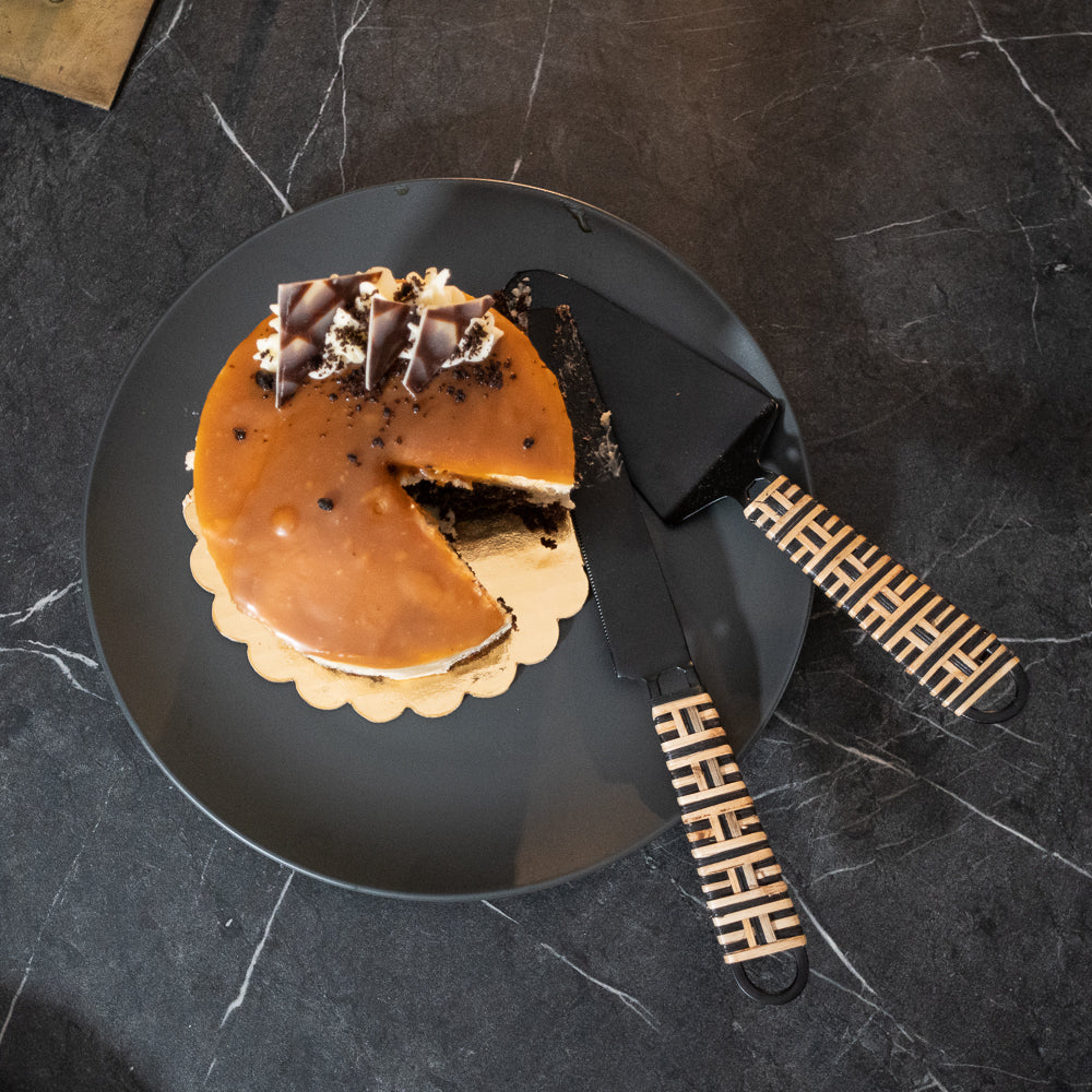 Rattan Wrapped Cake Knife & Server