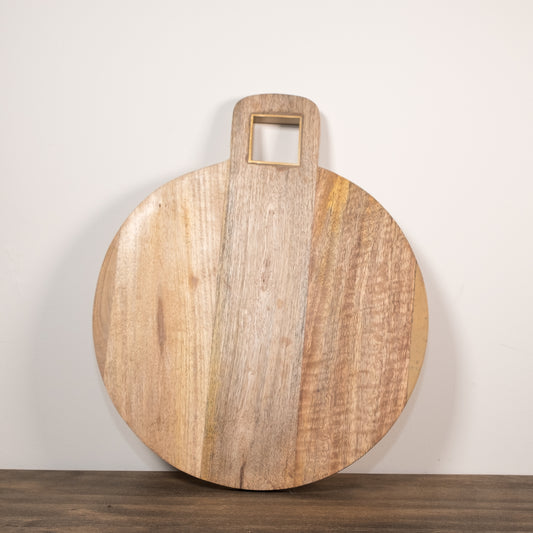 Mango Wood Cutting Board with Brass Detail