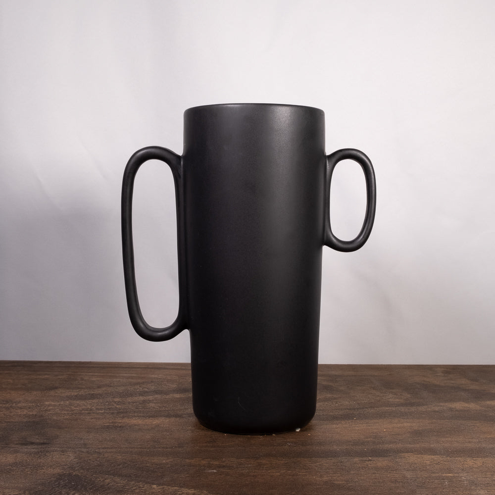 Asymmetrical Black Handled Vase