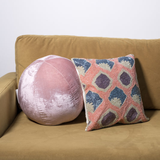 14" Abstract Beaded Throw Pillow