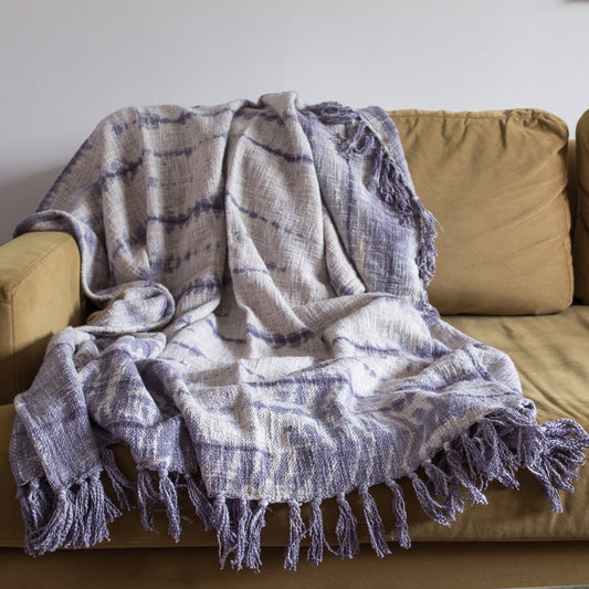Fringed Cotton Tie-Dyed Throw