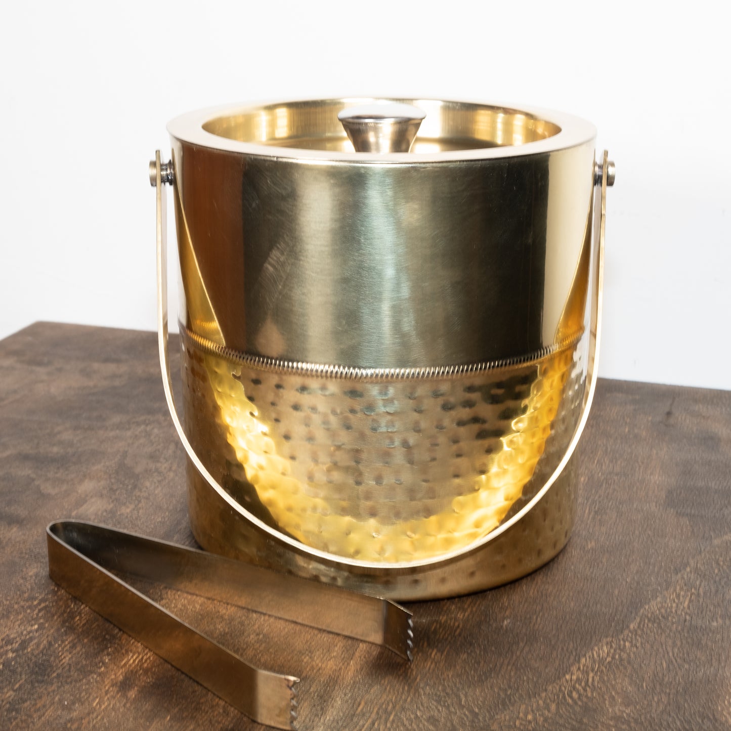 Gold Stainless Steel Ice Bucket with Tongs