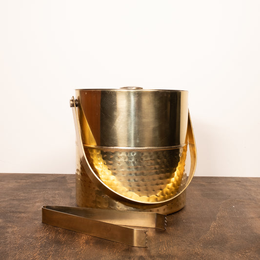 Gold Stainless Steel Ice Bucket with Tongs