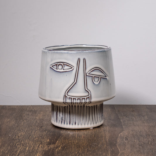 Stoneware Face Plant Pot